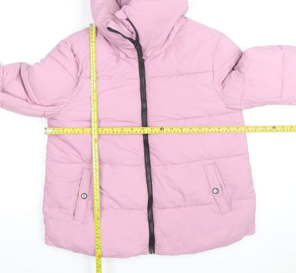 Trespass Women's Pink Puffer Jacket Size 12 Hooded Water Resistant