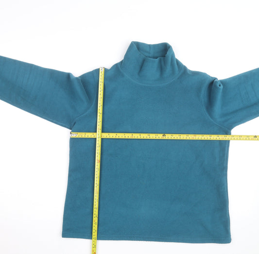 Lands' End Women's Blue Fleece Roll Neck Pullover Jumper Size M 10-12