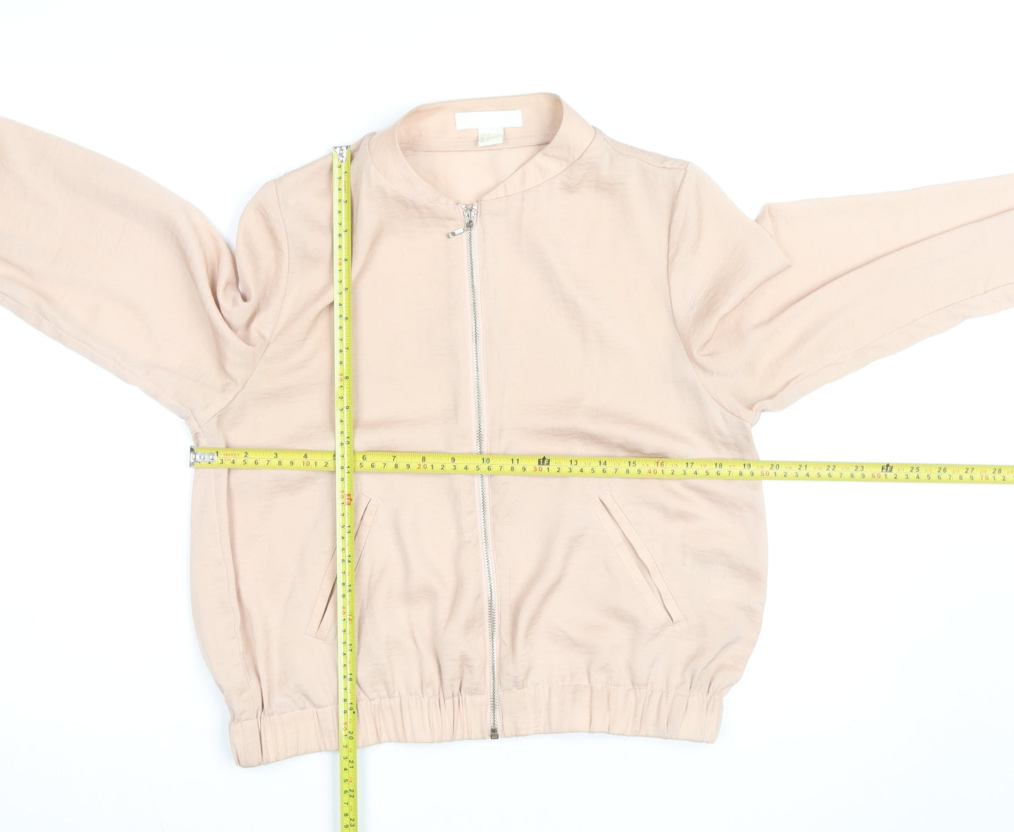 H&M Women’s Beige Long Sleeve Zip Shirt Size 8 Lightweight Casual
