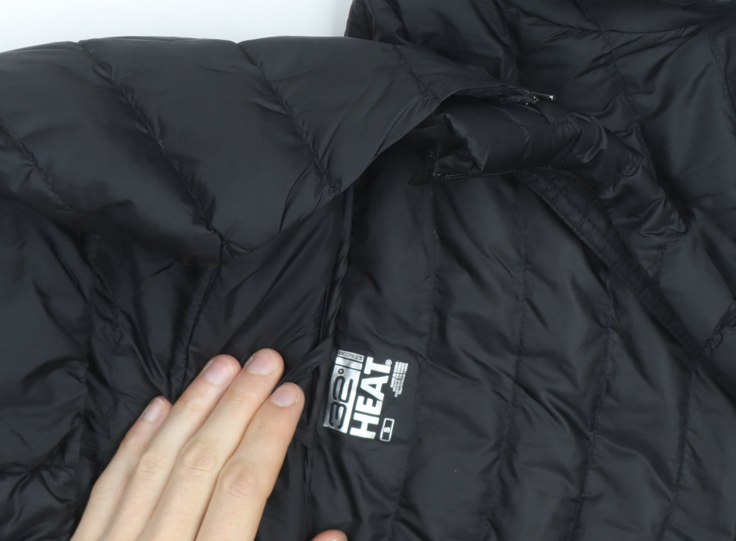 32 Degrees Men’s Black Lightweight Hooded Puffer Jacket Size S