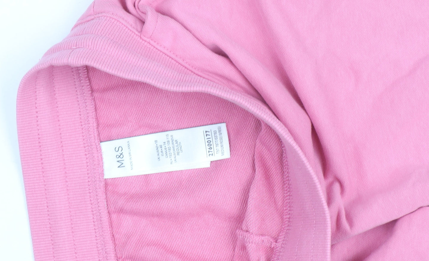 Marks and Spencer Women's Pink Cotton Jogger Trousers Size 18