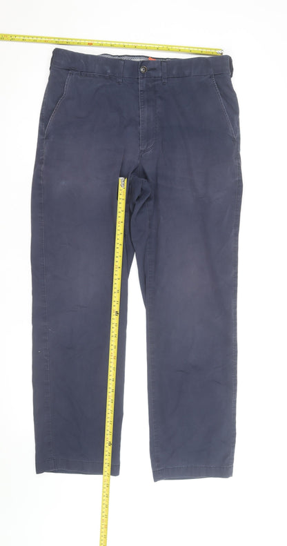 Marks and Spencer Men's Blue Regular Fit Chino Trousers 32W 29L