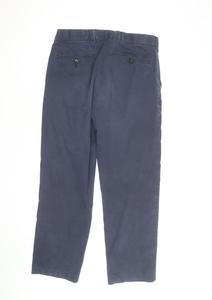 Marks and Spencer Men's Blue Regular Fit Chino Trousers 32W 29L