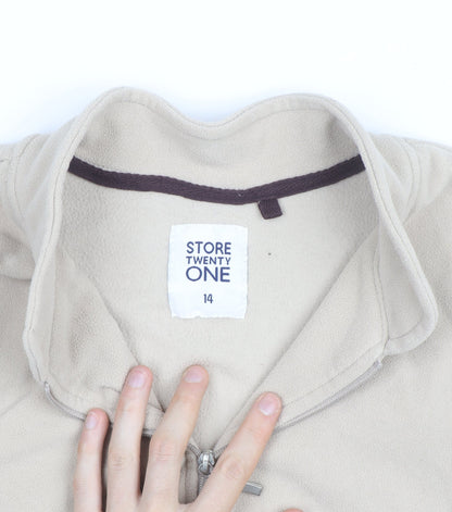 Store Twenty One Beige Fleece Sleeveless Full Zip Womens Jacket Size 14