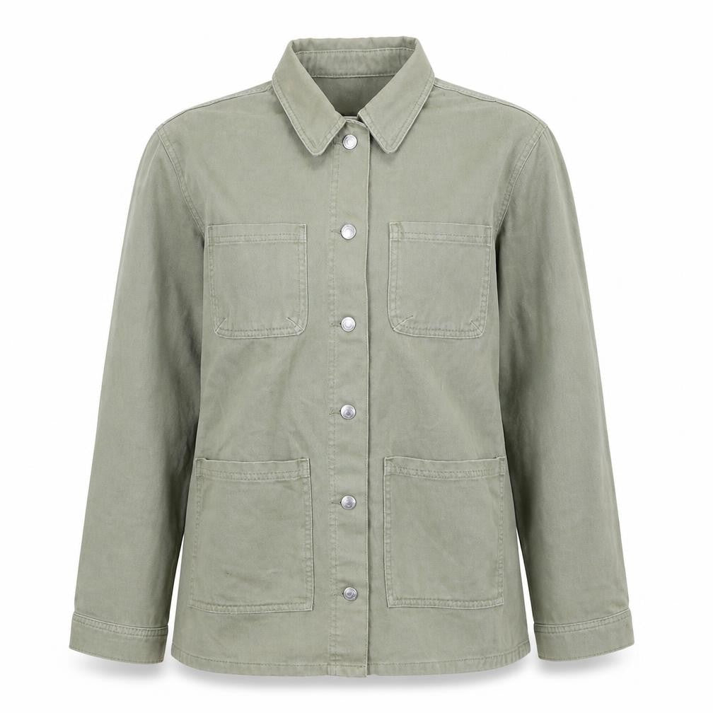 F&F Women’s Green Military Jacket Size 14 Cotton Mid-Length