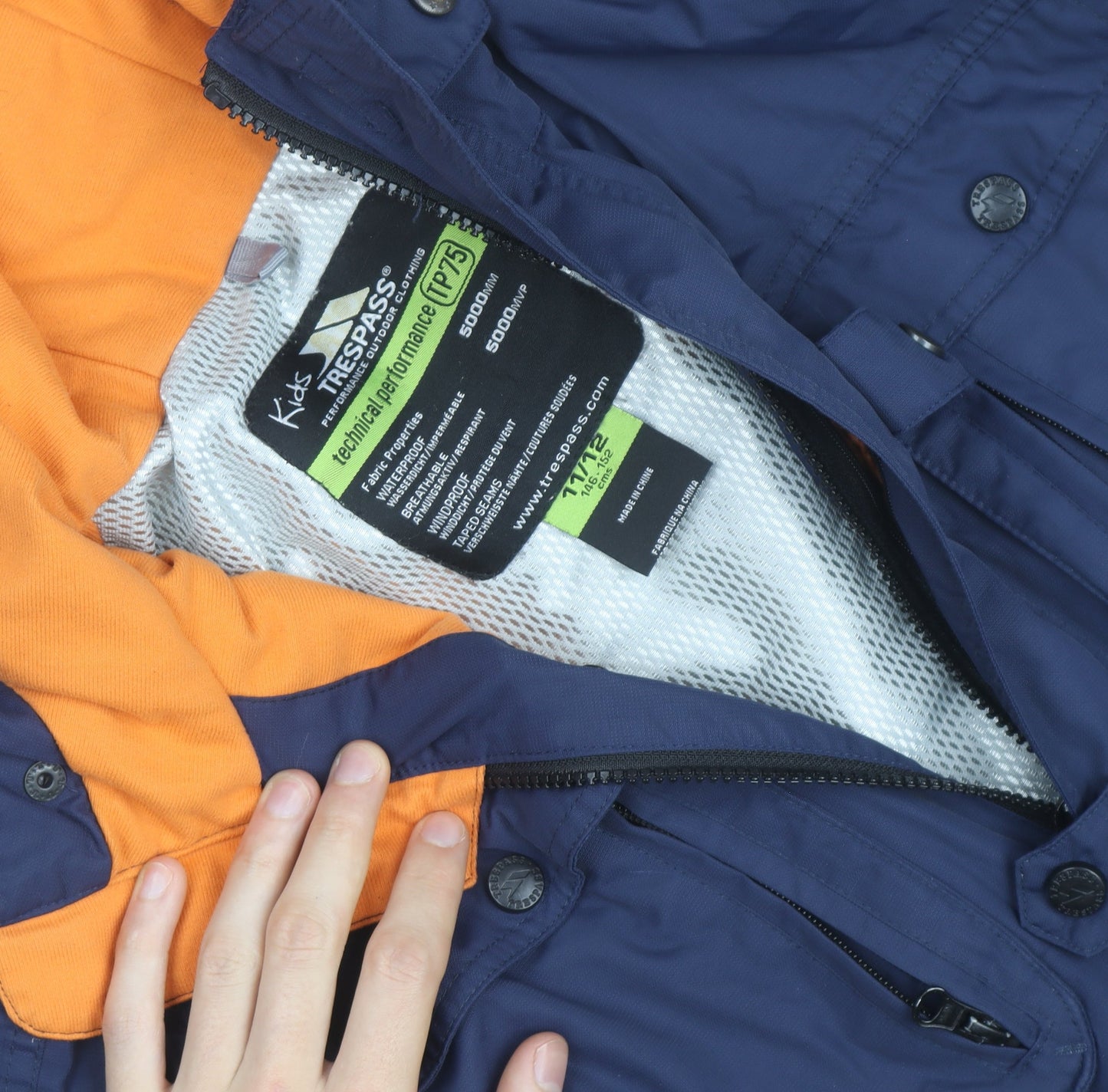 Trespass Boys Blue Hooded Waterproof Parka Coat 11-12 Years