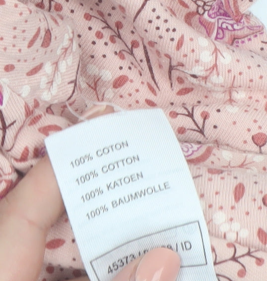 Damart Womens Pink Floral Henley Cotton Jumper Size L 18/20