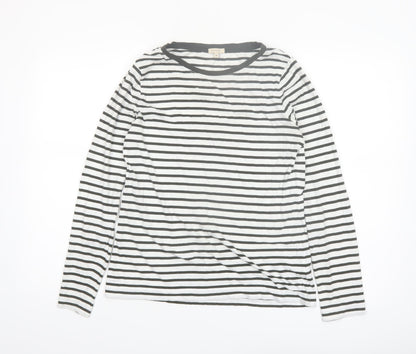 Jigsaw Womens Black White Striped Long Sleeve Cotton T-Shirt M