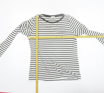 Jigsaw Womens Black White Striped Long Sleeve Cotton T-Shirt M