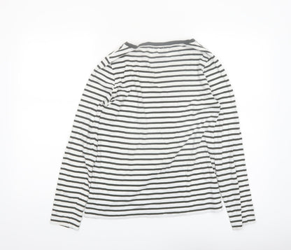 Jigsaw Womens Black White Striped Long Sleeve Cotton T-Shirt M