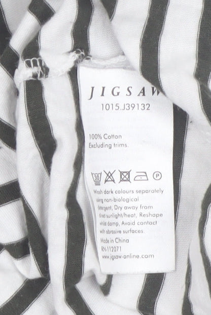 Jigsaw Womens Black White Striped Long Sleeve Cotton T-Shirt M