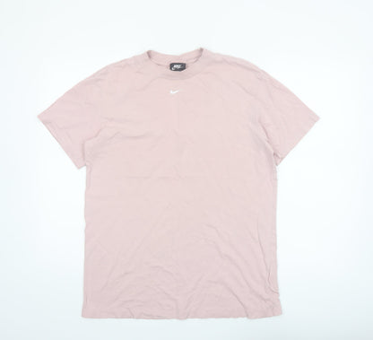 Nike Men's Pink Cotton Crew Neck Short Sleeve T-Shirt Size S