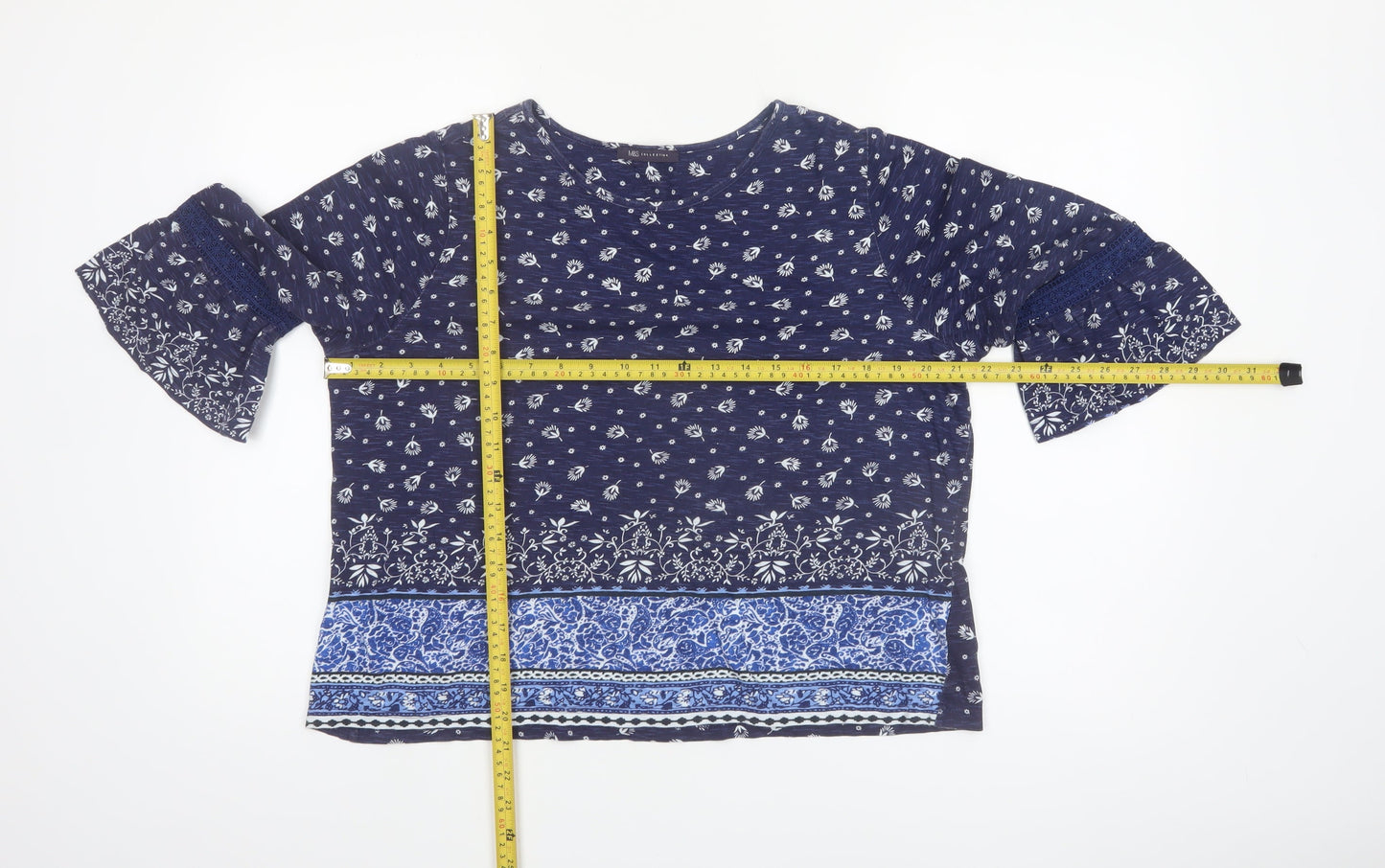 Marks and Spencer Womens Blue Floral Tunic Blouse Size 14