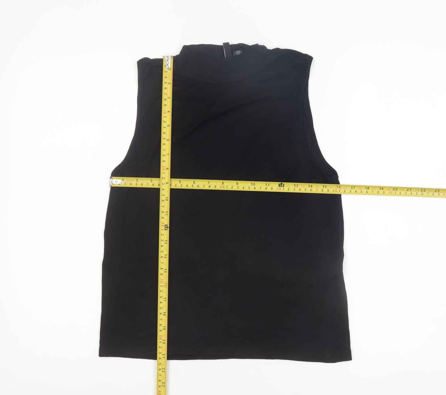 Vero Moda Women's Black Sleeveless Mock Neck Ribbed Tank Top XL