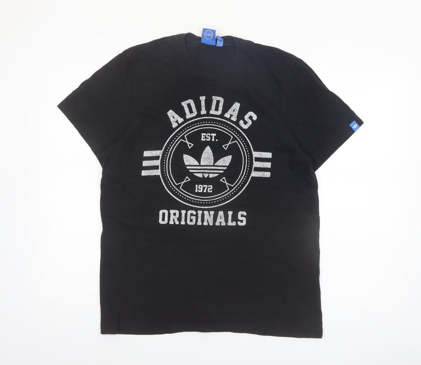 Adidas Originals Men's Black Large Graphic Print Sports T-Shirt