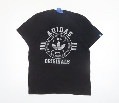 Adidas Originals Men's Black Large Graphic Print Sports T-Shirt