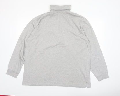 Glenmuir Men's Grey XL Long Sleeve Roll Neck Cotton T-Shirt