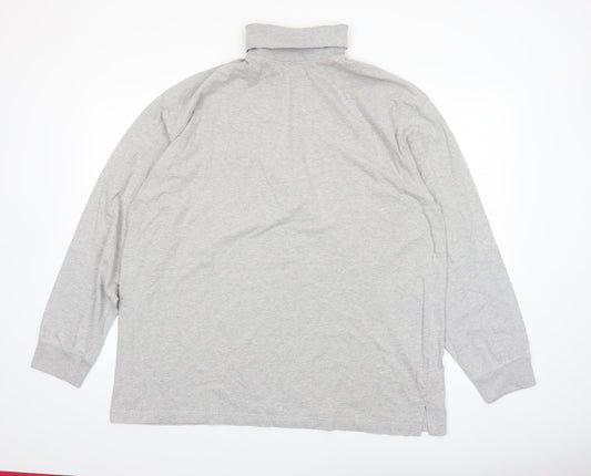 Glenmuir Men's Grey XL Long Sleeve Roll Neck Cotton T-Shirt