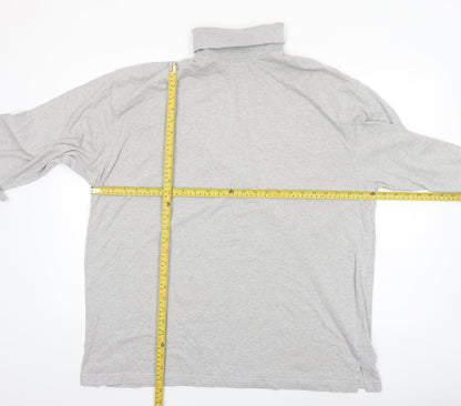Glenmuir Men's Grey XL Long Sleeve Roll Neck Cotton T-Shirt