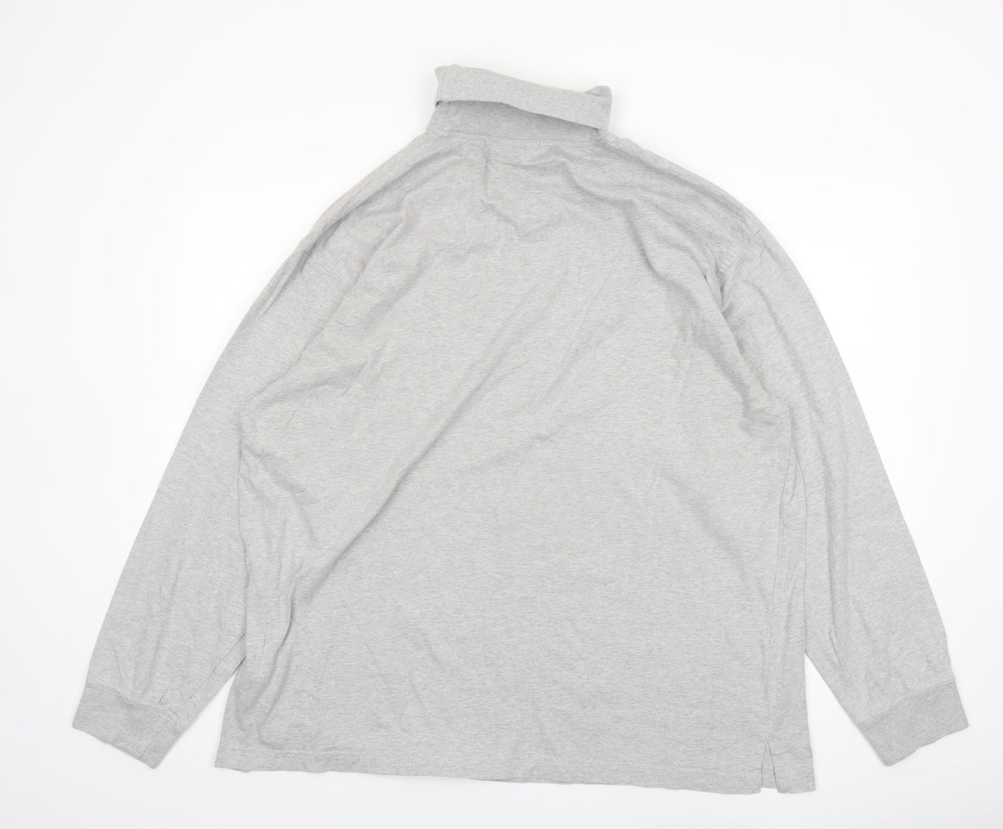 Glenmuir Men's Grey XL Long Sleeve Roll Neck Cotton T-Shirt