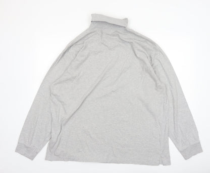 Glenmuir Men's Grey XL Long Sleeve Roll Neck Cotton T-Shirt