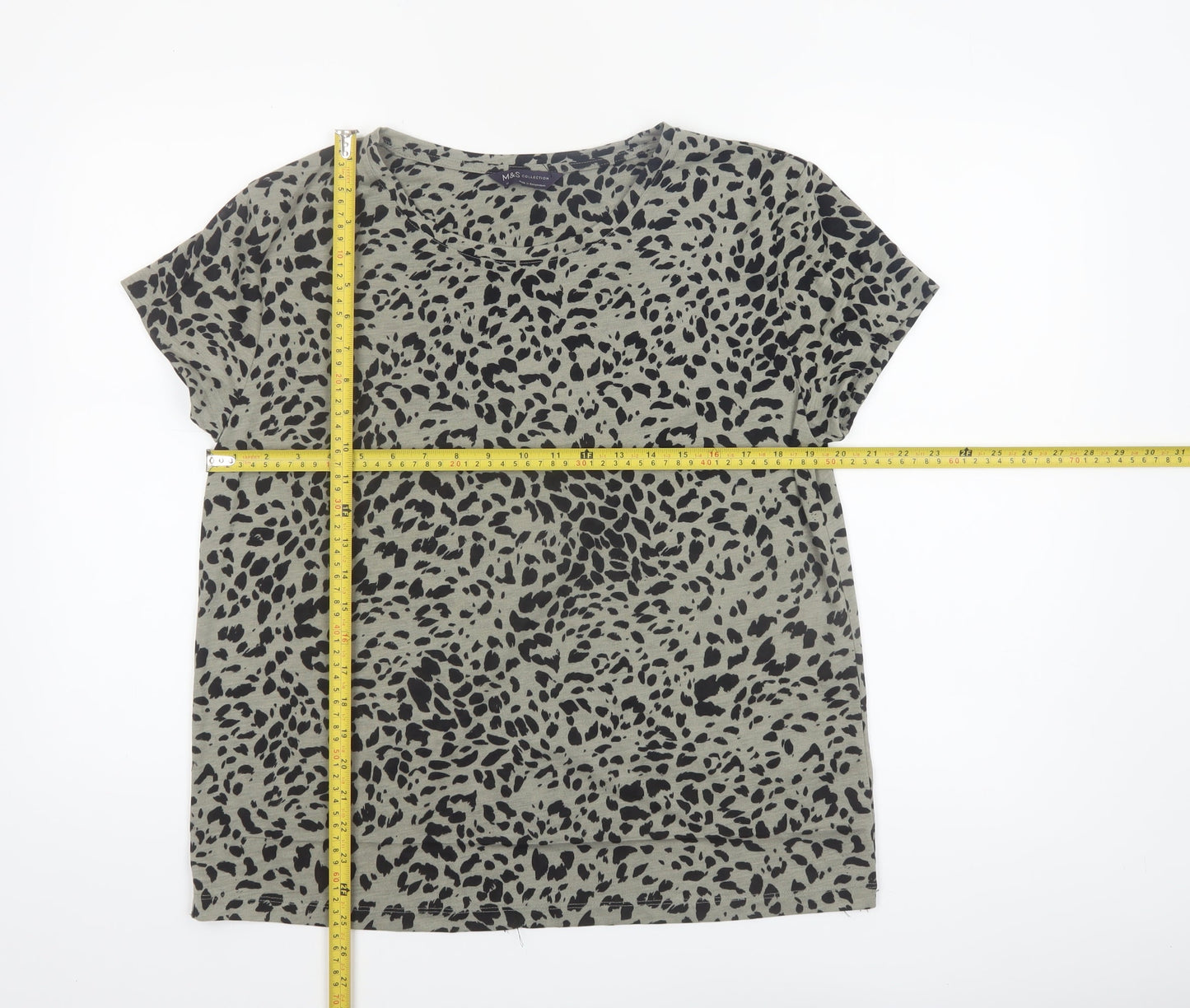 Marks and Spencer Women's Green Animal Print Jersey T-Shirt Size 12