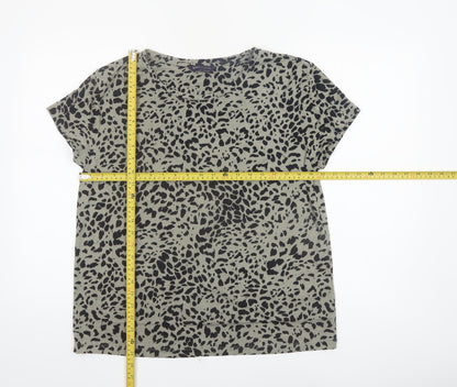 Marks and Spencer Women's Green Animal Print Jersey T-Shirt Size 12