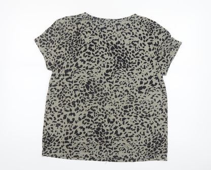 Marks and Spencer Women's Green Animal Print Jersey T-Shirt Size 12