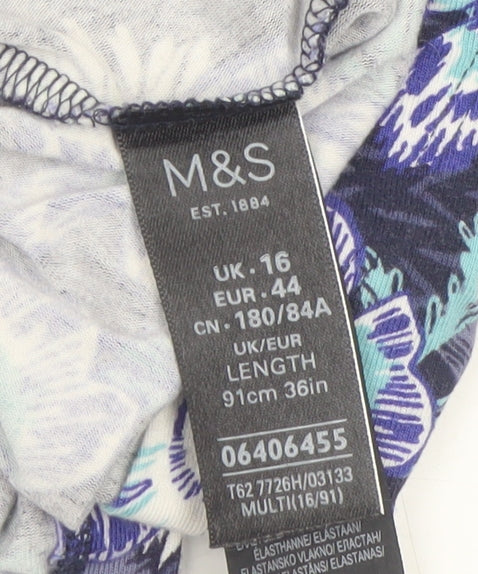 Marks and Spencer Women Blue Floral A-Line Skirt Size 16
