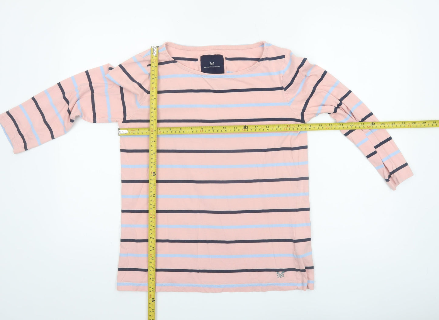 Crew Clothing Company Women's Pink Striped Cotton Long Sleeve Top Size 14