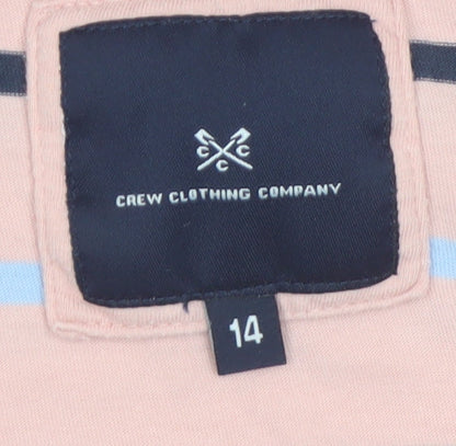 Crew Clothing Company Women's Pink Striped Cotton Long Sleeve Top Size 14