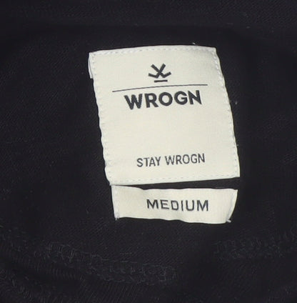 WROGN Men's Black Slim Fit High Neck Cotton Long Sleeve Top - M