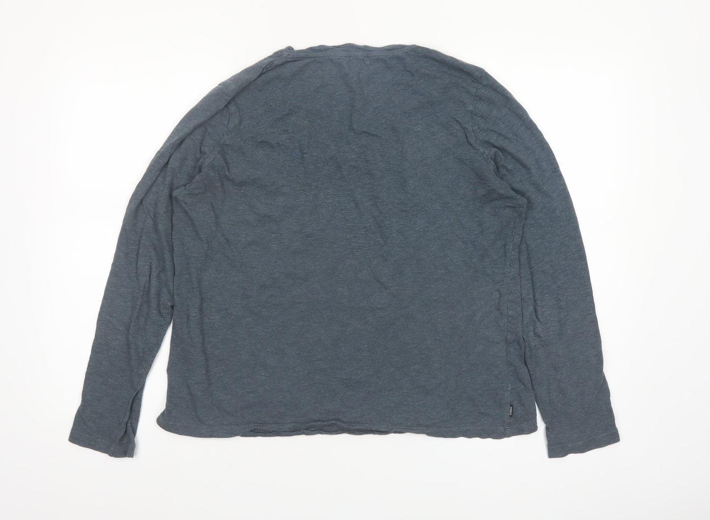 Superdry Women's Blue V-Neck Long Sleeve Cotton T-Shirt UK 14