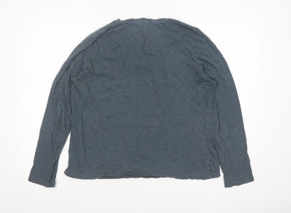 Superdry Women's Blue V-Neck Long Sleeve Cotton T-Shirt UK 14
