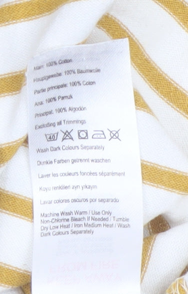 Joules Women's Yellow Striped Long Sleeve Cotton Nautical Top UK 12