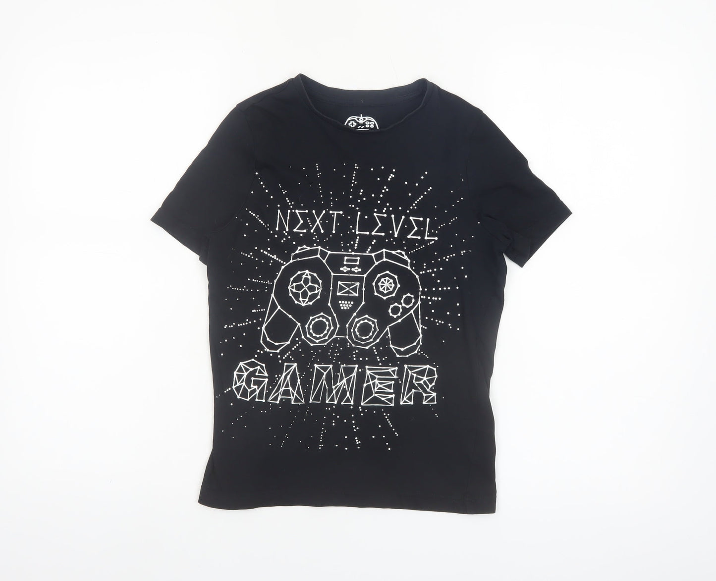 F&F Boys Black 8-9 Years Next Level Gamer Graphic Cotton T-Shirt