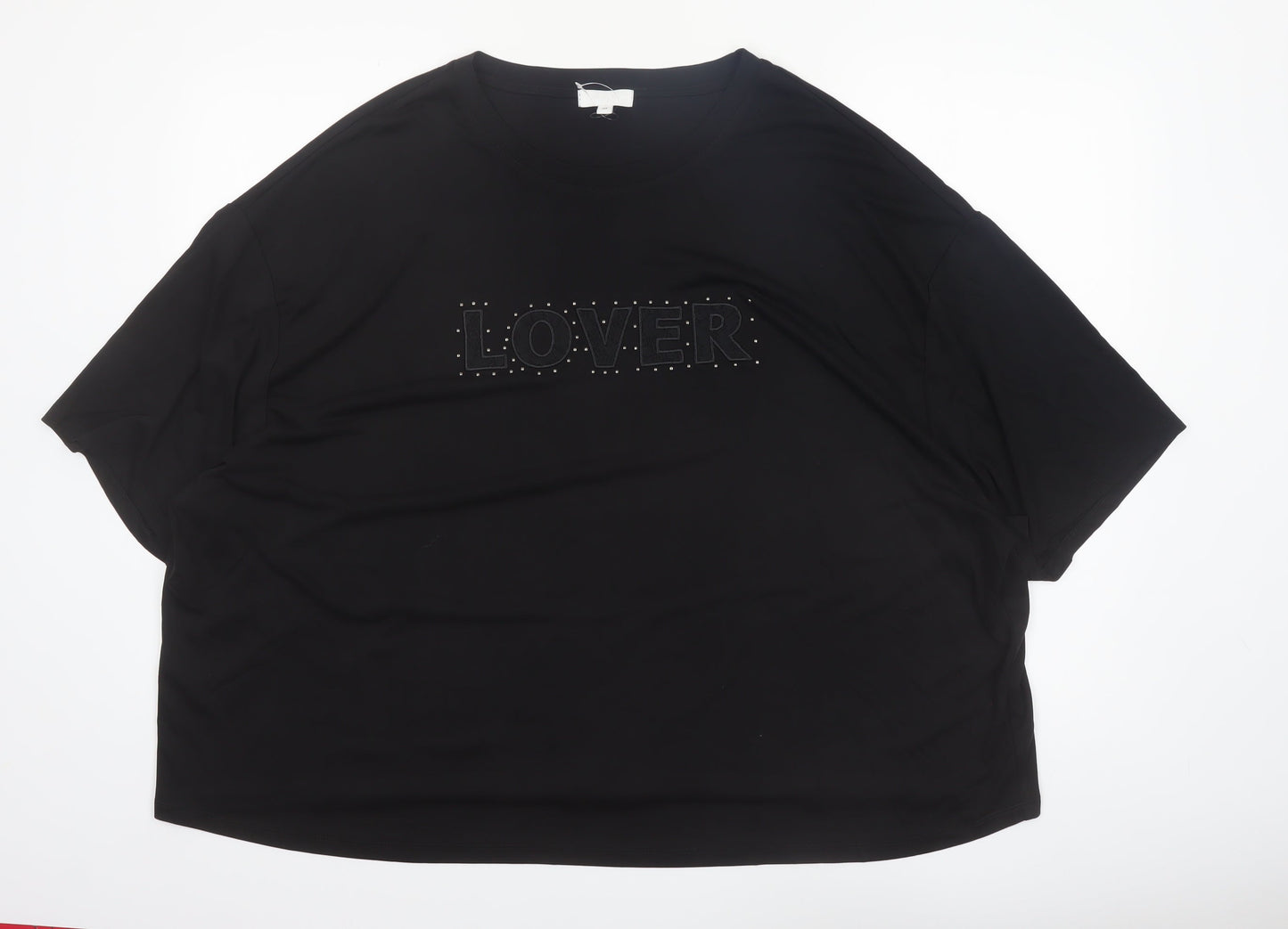 Simply Be Women’s Black Studded 'Lover' Relaxed Fit Plus Size 24 T-Shirt