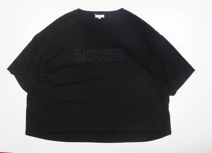 Simply Be Women’s Black Studded 'Lover' Relaxed Fit Plus Size 24 T-Shirt