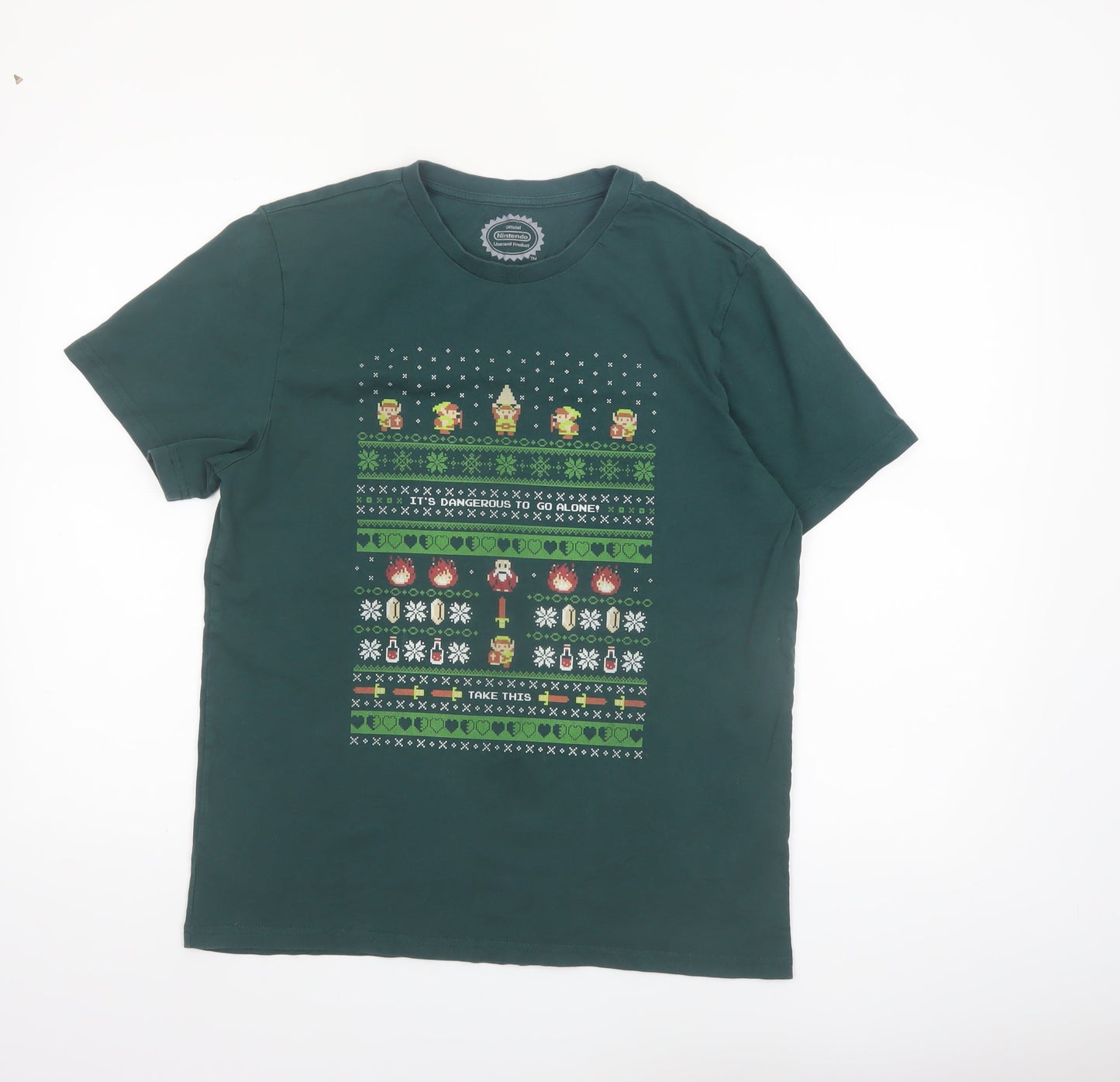 Nintendo Men Green Graphic Print The Legend of Zelda T-Shirt Size M