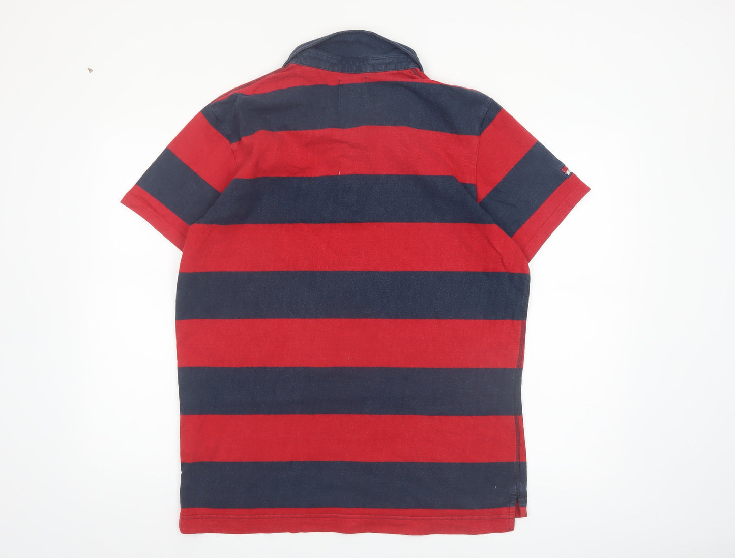 Superdry Men’s Red and Navy Striped 2XL Polo Shirt