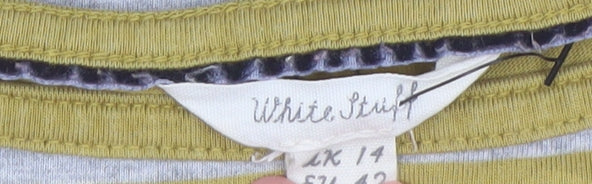 White Stuff Women’s Yellow Striped Long Sleeve Cotton Modal Top Size 14