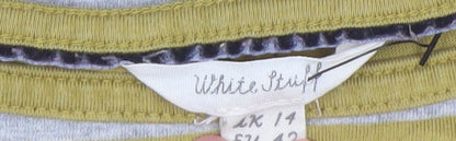 White Stuff Women’s Yellow Striped Long Sleeve Cotton Modal Top Size 14