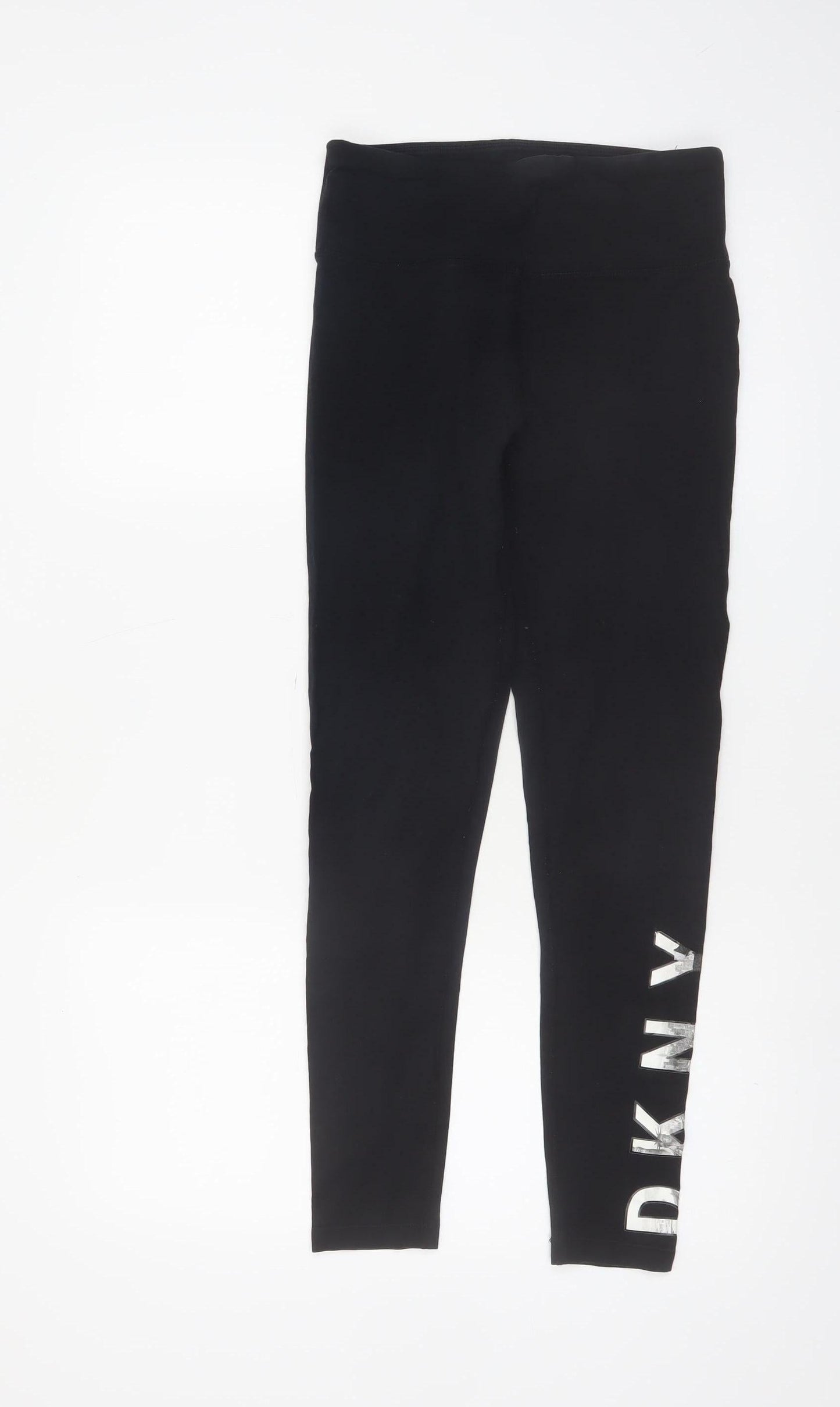 DKNY Womens Black Sports Logo Leggings Size S Stretch Cotton
