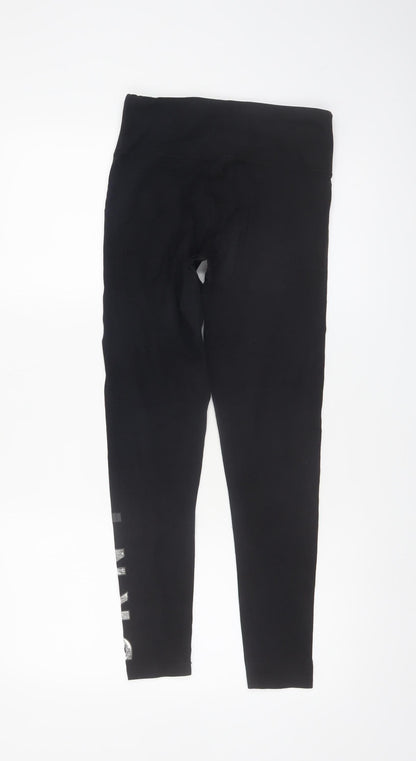 DKNY Womens Black Sports Logo Leggings Size S Stretch Cotton