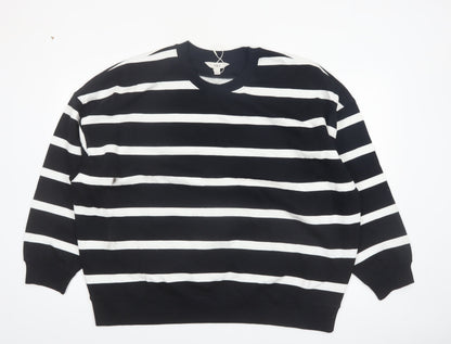 Marks and Spencer Women Black White Stripe Pullover Sweatshirt XL