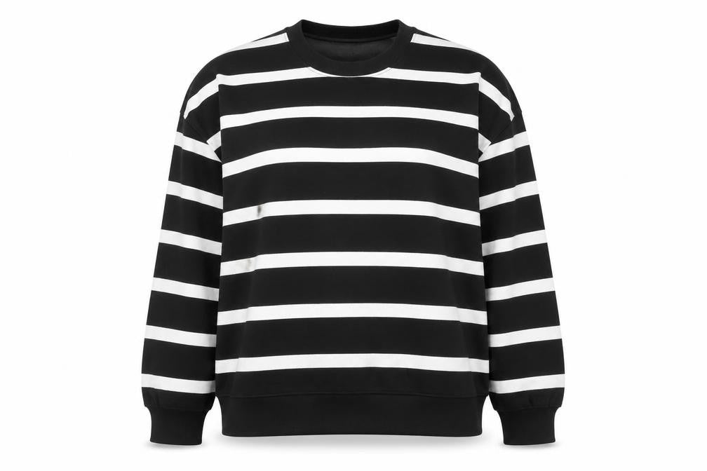 Marks and Spencer Women Black White Stripe Pullover Sweatshirt XL