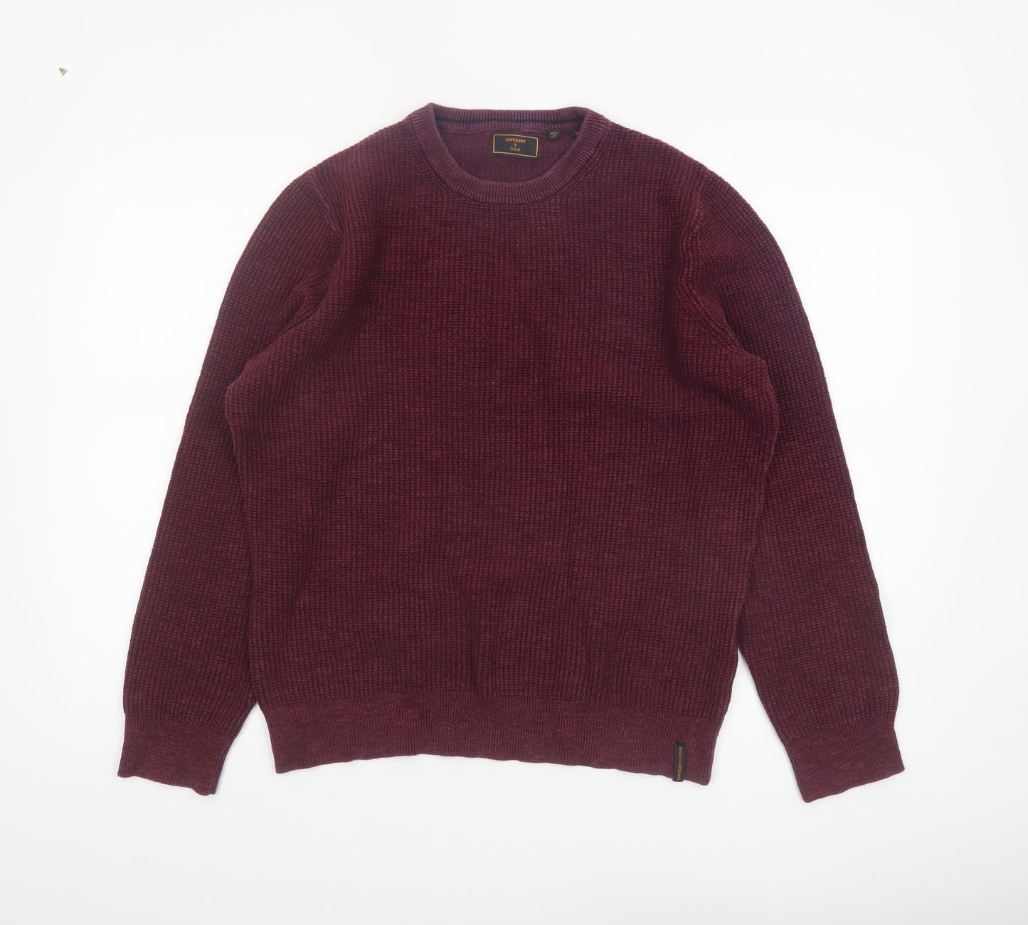 Superdry Men's Red Cotton Crew Neck Jumper Size M