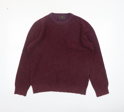 Superdry Men's Red Cotton Crew Neck Jumper Size M