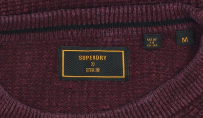Superdry Men's Red Cotton Crew Neck Jumper Size M