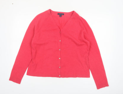Lands' End Women's Pink 100% Cashmere V-Neck Cardigan Jumper L